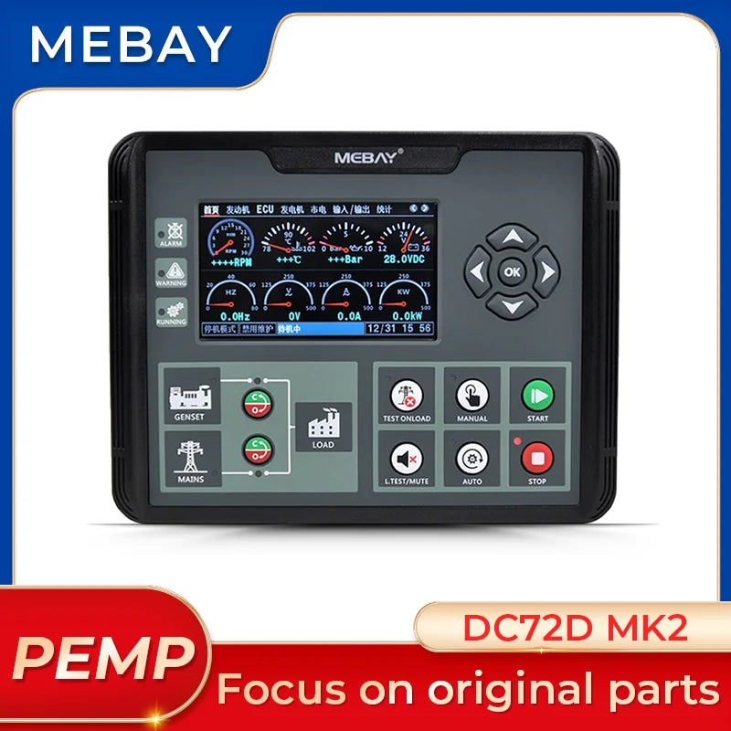 Controlador de generador Mebay original DC72D MK2, pantalla LCD, placa de control de arranque automático, piezas de repuesto para generador diésel