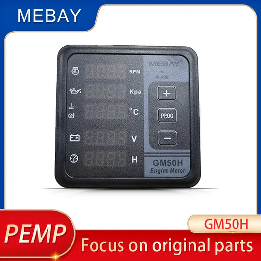 GM50H Mebay Engine Digital Multifunctional Meter Genuine Diesel Generator with Oil Pressure Gauge Rotating Speed Oil Temperature