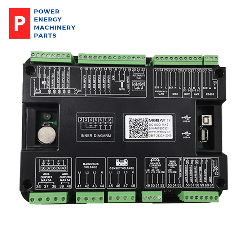 ชิ้นส่วนเครื่องกำเนิดไฟฟ้า DC100D Mebay ดั้งเดิม แผงควบคุม LCD แผงควบคุมเครื่องกำเนิดไฟฟ้าดีเซล อินเทอร์เฟซการสื่อสาร CAN