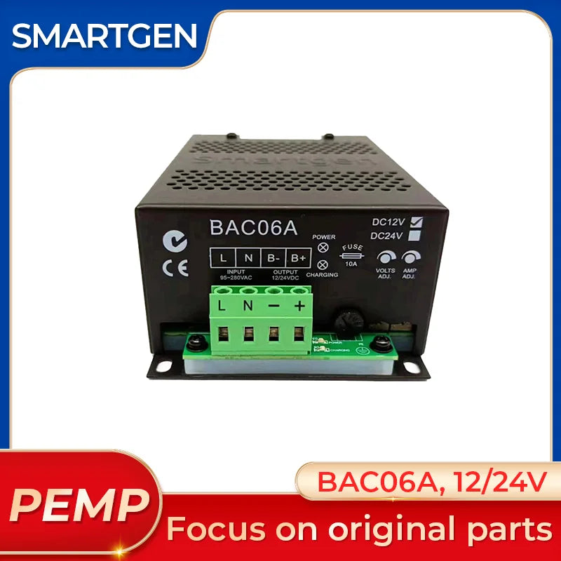 Cargador inteligente de batería para generador diésel BAC06A 12V 24V original con conmutación y carga flotante