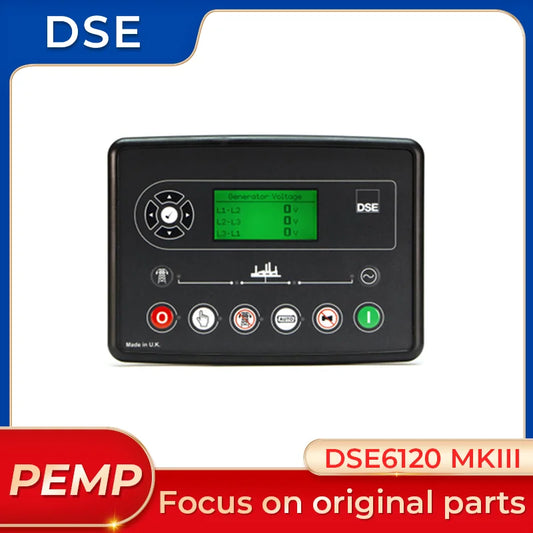 DSE6120 MKIII ดั้งเดิมแทนที่ DSE6110 MKII DSE6120 MKII ระบบควบคุมการสตาร์ทเครื่องกำเนิดไฟฟ้าอัตโนมัติ ชิ้นส่วนอะไหล่เครื่องกำเนิดไฟฟ้าดีเซล